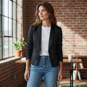 CALVIN KLEIN Women's EUC One-Button‎ Lined Black Blazer | Size 6
